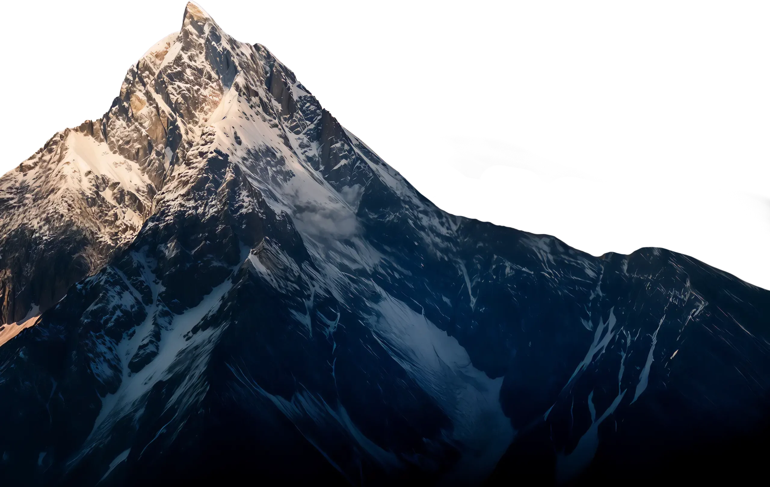 A spaceship flying near a snow-capped mountain peak against a dark sky.