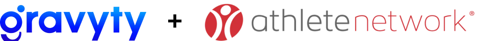 Logos of Gravity and Affiliate Network, featuring stylized blue text and red graphical elements.