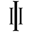 Three black parallel vertical lines with the outer two shorter, arranged symmetrically.