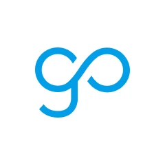 Blue infinity symbol on a white background, representing endless possibilities and continuity in a simple, modern design.