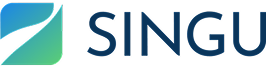Singu logo with a gradient green and blue abstract design next to the brand name in dark blue text.